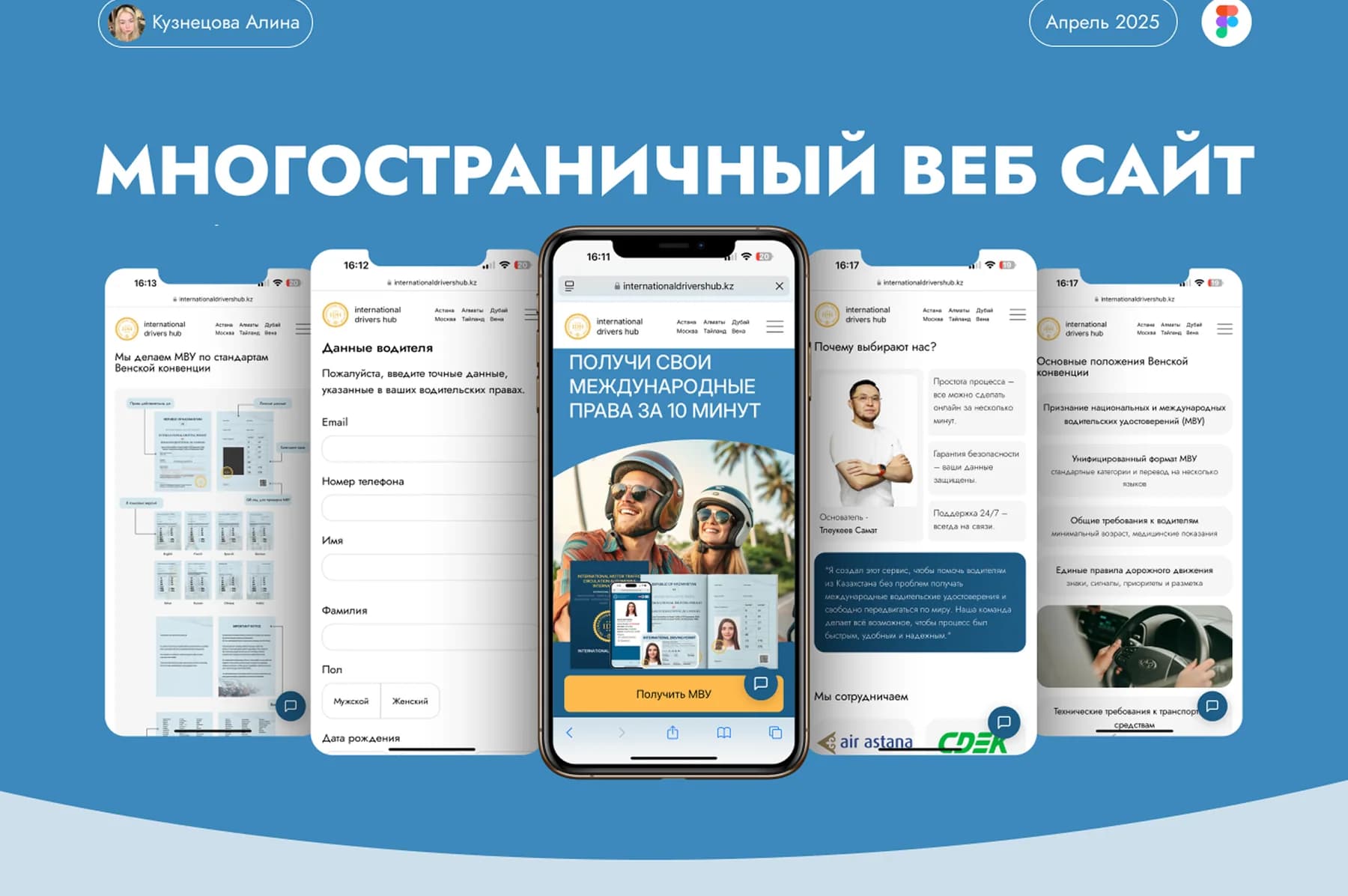 International Drivers Hub — Многостраничный сервис оформления международных водительских документов с полным пользовательским сценарием.